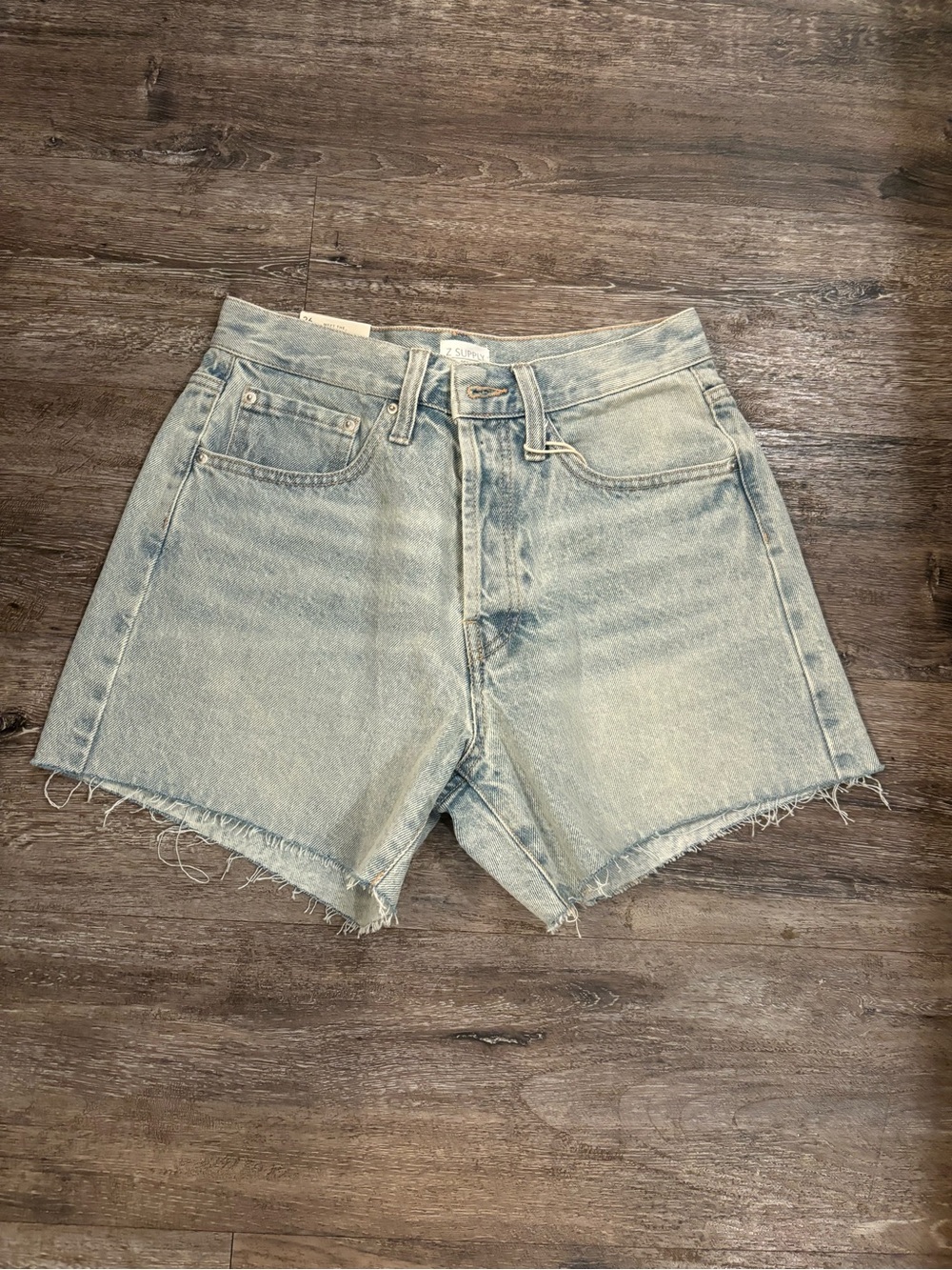 Z Supply Light Blue Frayed Hem Denim Shorts